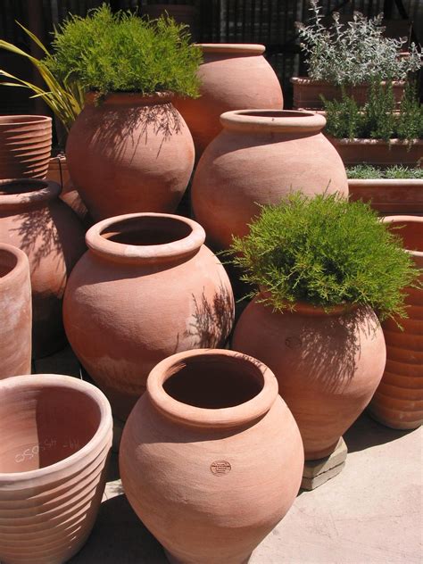 6 clay pots|large clay pots outdoor.